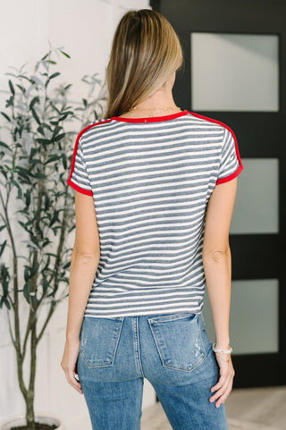 Kori Country Stripe Casual Tee in Navy White