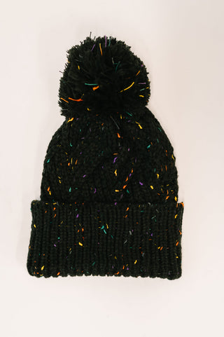 Zenana Cover Your Ears Pom Pom Beanie in Black