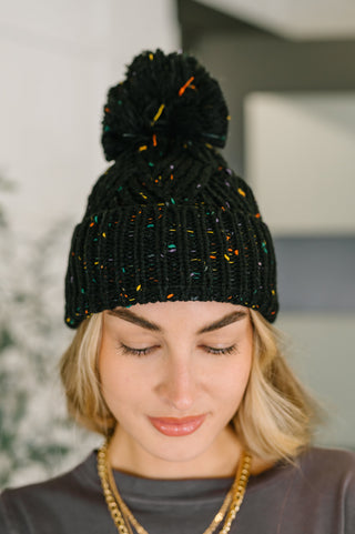 Zenana Cover Your Ears Pom Pom Beanie in Black