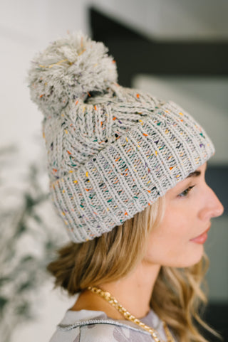 Zenana Cover Your Ears Pom Pom Beanie in Grey