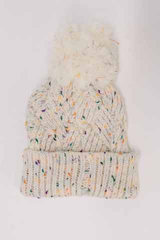 Zenana Cover Your Ears Pom Pom Beanie in Ivory
