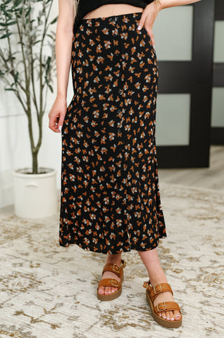 Blu Pepper Crisp Kiss Midi Skirt in Rust, White and Black