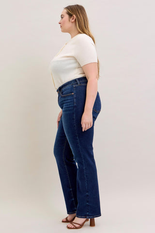 Judy Blue Mid Rise Dark Straight Denim Jeans 82679 - Inseam Options