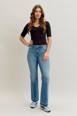 Judy Blue Mid Rise Tummy Control Release Hem Slim Bootcut Denim Jeans 881056
