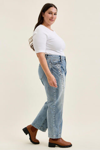 Judy Blue High Waist Rigid Magic Lace Up Marlow Arc Denim Jeans 881175