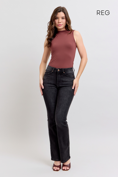 Judy Blue High Waist Tummy Control Black Bootcut Denim Jeans 88787 - 3 Inseam Options: Short, Regular, Long-Jeans-Sunshine and Wine Boutique