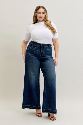 Judy Blue High Waist Front Patch Pockets Palazzo Denim Jeans 881046
