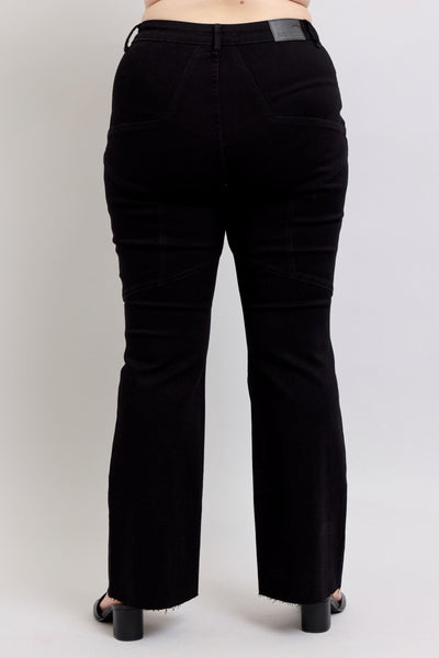 Judy Blue High Waist Star Back Seam Detail Black Flare Denim Jeans 88958-Jeans-Sunshine and Wine Boutique