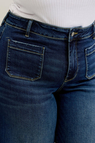 Judy Blue High Waist Front Patch Pockets Palazzo Denim Jeans 881046