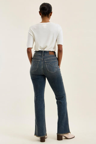 Judy Blue High Waist Double Button Vintage Grey Cast Daisy Bootcut Denim Jeans 82734