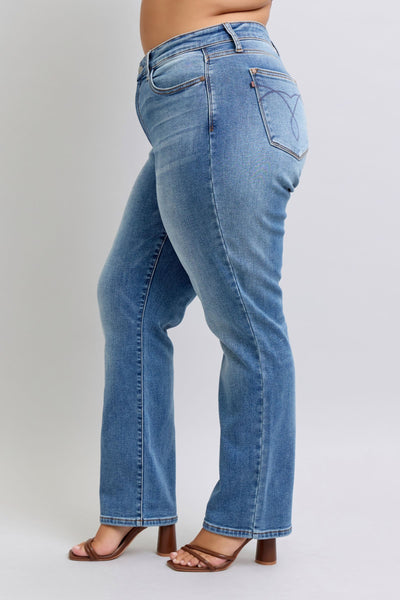 Judy Blue High Rise Vintage Wash Thermal Straight Denim Jeans 82632-Jeans-Sunshine and Wine Boutique