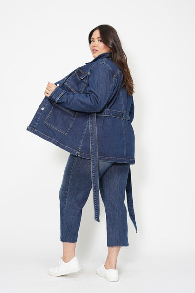 Judy Blue Mid Length Denim Utility Side Slit Jacket 7876-Jeans-Sunshine and Wine Boutique