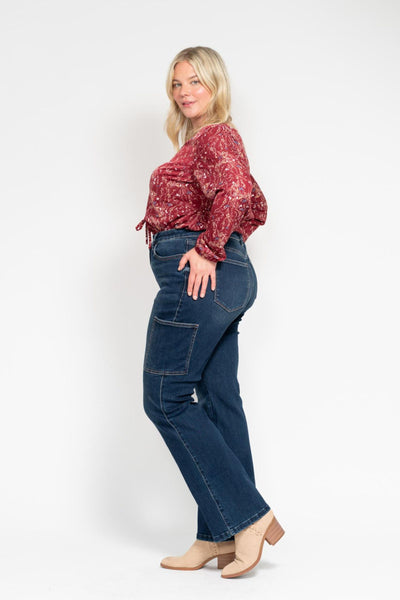 Judy Blue High Waist Cargo Bootcut Denim 88872-Jeans-Sunshine and Wine Boutique