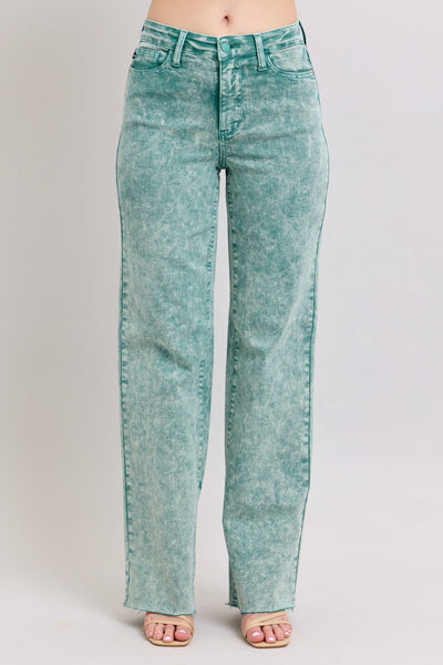 Judy Blue High Waist Garment Dyed Sea Green Dad Denim Jeans 88966-Jeans-Sunshine and Wine Boutique