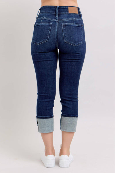 Judy Blue High Waist Double Button Capri Denim Jeans 72118-Jeans-Sunshine and Wine Boutique