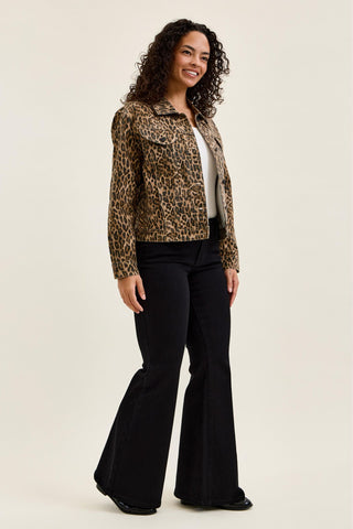 Judy Blue Rigid Magic Cicly Leopard Print Denim Jacket 7891