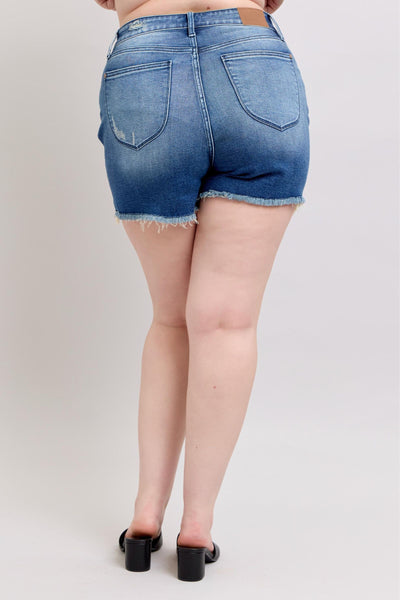 Judy Blue High Waist V Front w/ Shield Pockets Denim Short 15292-Shorts-Sunshine and Wine Boutique