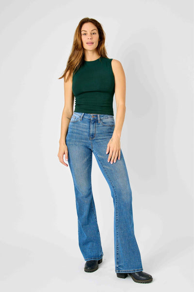 Judy Blue High Waist Classic Flare Denim 82588-Jeans-Sunshine and Wine Boutique