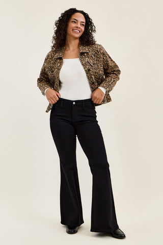 Judy Blue Rigid Magic Cicly Leopard Print Denim Jacket 7891