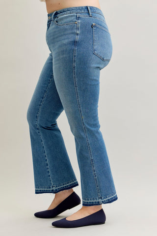 Judy Blue Mid Rise Tummy Control Release Hem Slim Bootcut Denim Jeans 881056