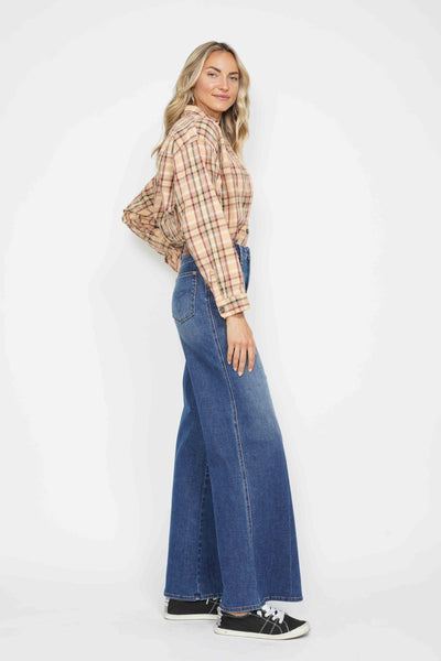 Judy Blue High Waist Tummy Control Retro Wide Leg Denim 88847-Jeans-Sunshine and Wine Boutique