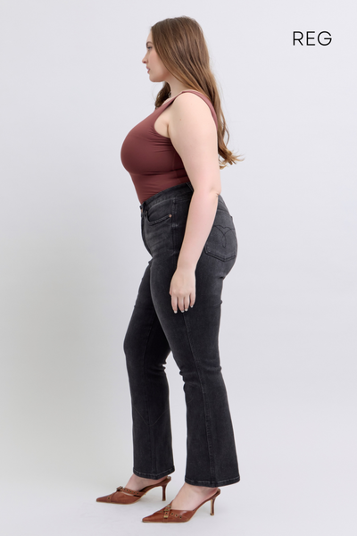 Judy Blue High Waist Tummy Control Black Bootcut Denim Jeans 88787 - 3 Inseam Options: Short, Regular, Long-Jeans-Sunshine and Wine Boutique