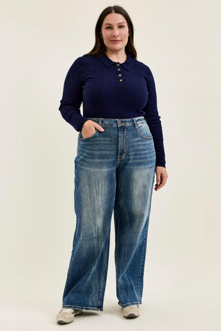 Judy Blue High Waist Vintage Blast Wilhelmina Baggy Denim Jeans 881157