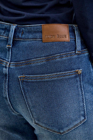 Judy Blue Mid Rise Billie Knit Indigo Boyfriend Denim Jeans 881126