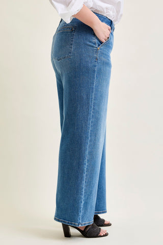 Judy Blue High Waist Column Trouser Wide Leg Denim Jeans 82696 - 3 Inseam Options