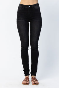 Judy Blue High Waist Un-cuffed Black Tall Skinny Denim Jeans 88450-Jeans-Sunshine and Wine Boutique