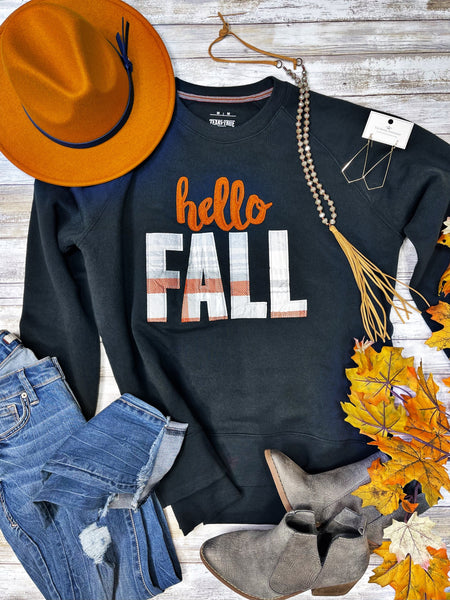 Texas True Threads "Hello Fall" Applique Sweatshirt - Exclusive-Sweaters-Sunshine and Wine Boutique