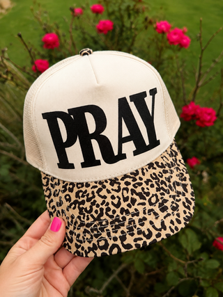 Southern Bliss Pray Leopard Canvas Otto Trucker Hat