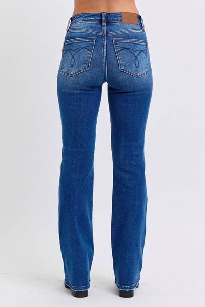 Judy Blue Mid Rise Thermal Bootcut Denim Jeans 82621-Jeans-Sunshine and Wine Boutique