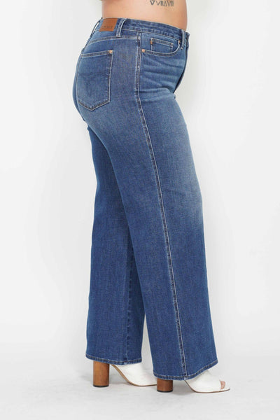 Judy Blue High Waist Tummy Control Retro Wide Leg Denim 88847-Jeans-Sunshine and Wine Boutique