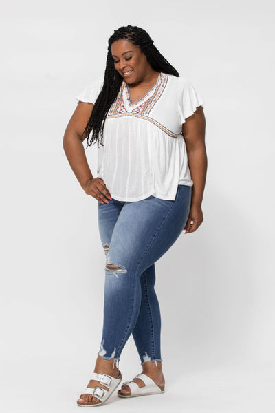 Judy Blue High Waist Destroyed Relaxed Fit Denim Jeans 82306-Jeans-Sunshine and Wine Boutique