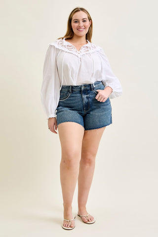 Judy Blue High Waist Rigid Magic Dome Studded Denim Short 150390