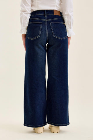 Judy Blue High Waist Lux Dark Twighlight Retro Wide Leg Denim Jeans 82748 - Petite