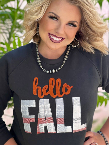 Texas True Threads "Hello Fall" Applique Sweatshirt - Exclusive-Sweaters-Sunshine and Wine Boutique