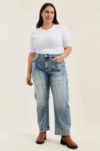 Judy Blue High Waist Rigid Magic Lace Up Marlow Arc Denim Jeans 881175