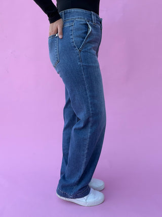 Judy Blue High Waist Double Button Wide Leg Denim Jeans 82558