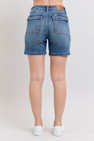 Judy Blue High Waist Utility Mid Denim Short 150316