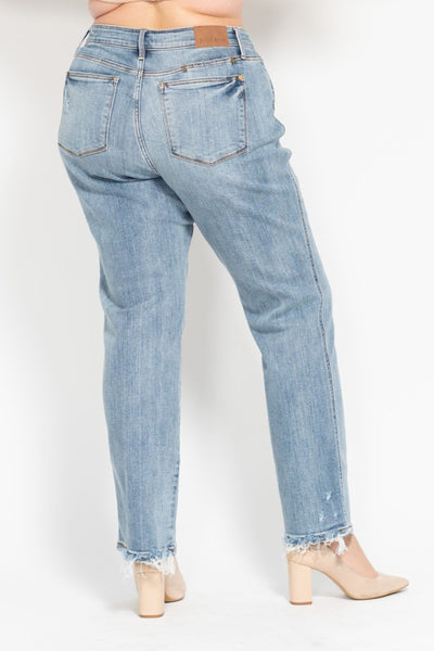 Judy Blue Mid Rise Yoke Cell Phone Pocket “Dad” Denim 82540-Jeans-Sunshine and Wine Boutique