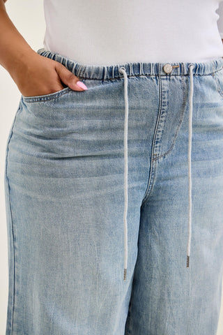 Judy Blue High Waist Featherweight Drawstring Palazzo Denim Jeans 881073