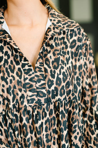 Haptics Darlin' If You Don't Mind Babydoll Leopard Print Dress