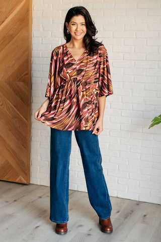 Dear Scarlett Dearest Dreamer Peplum Top in Abstract Mocha