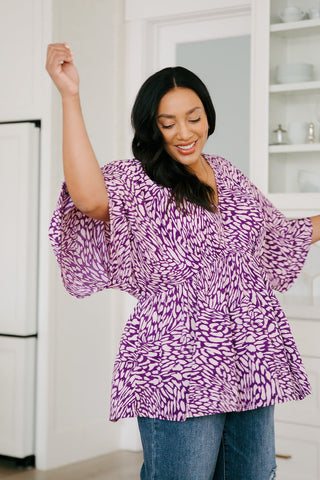 Dear Scarlett Dearest Dreamer Peplum Top in Painted Purple