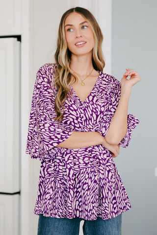 Dear Scarlett Dearest Dreamer Peplum Top in Painted Purple