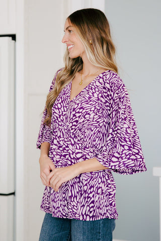 Dear Scarlett Dearest Dreamer Peplum Top in Painted Purple