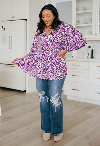 Dear Scarlett Dearest Dreamer Peplum Top in Painted Purple