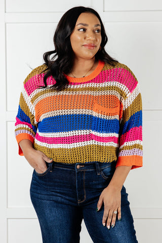 One Eleven North Deep Thoughts Striped Loose Knit Top